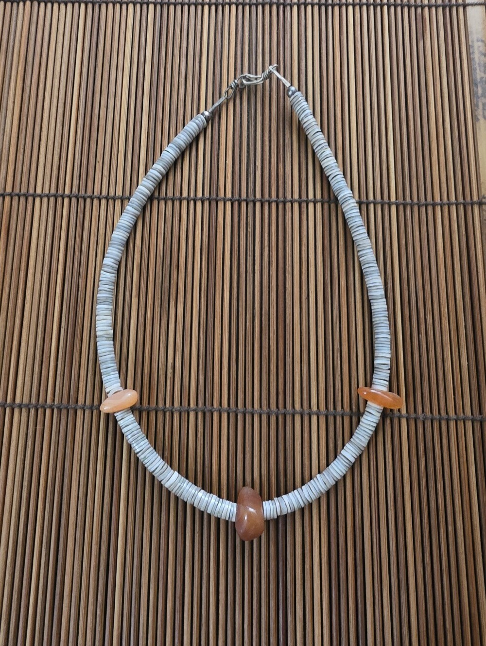 Carnelian, Fire Opal,Coral Shell Necklace (Vintage)